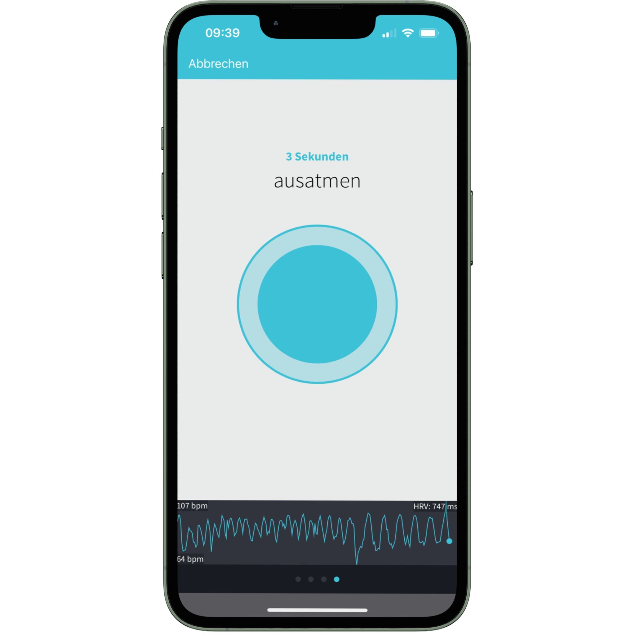 Vitalmonitor App Atemphase während der HRV Messung